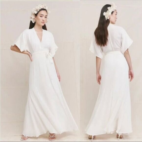 Reformation Winslow Wrap Dress, Adjustable, White/Ivory, Size Small NWT - Picture 6 of 11